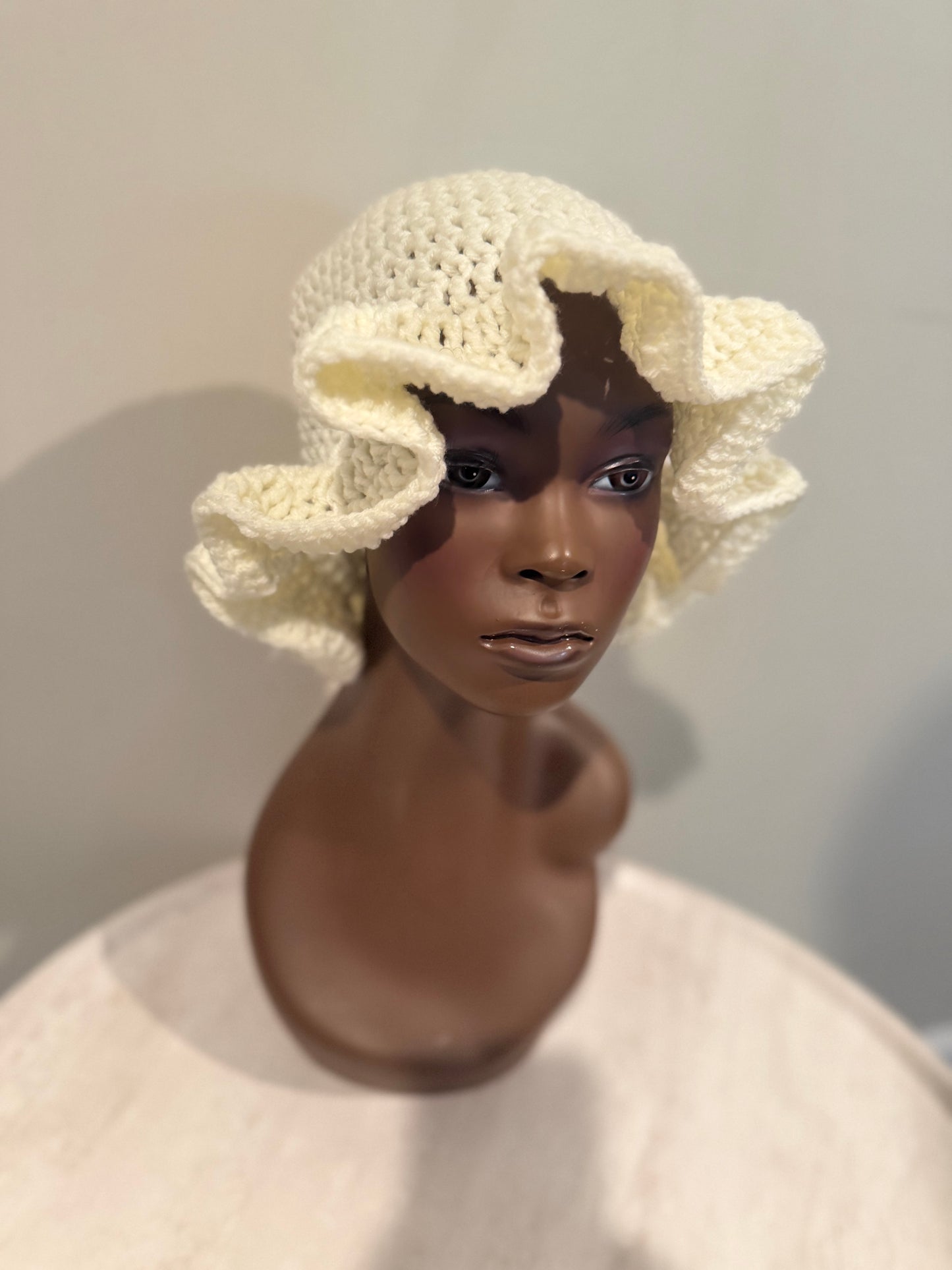 White wavy brim hat