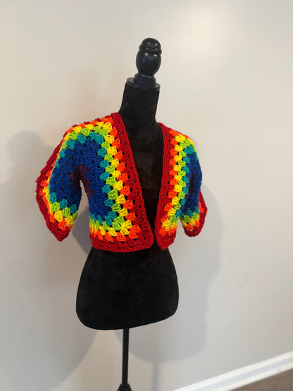 Rainbow short sleeve cardigan