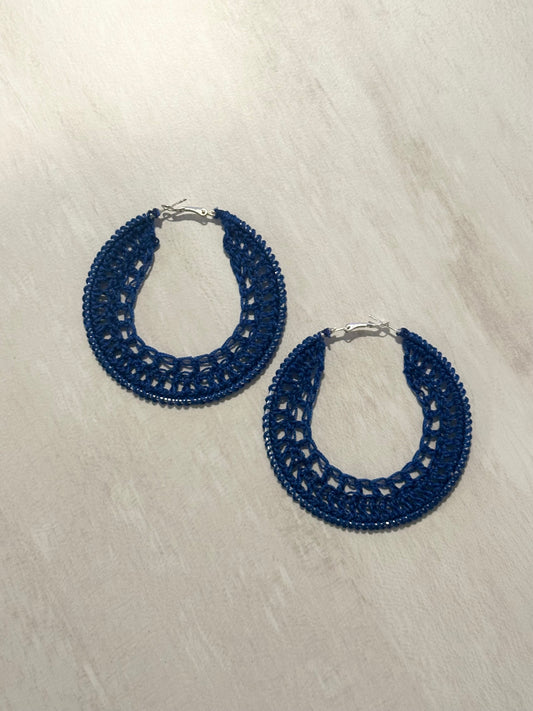 Blue crochet earrings