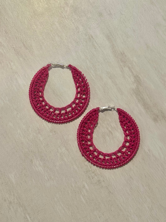 Pink crochet earrings