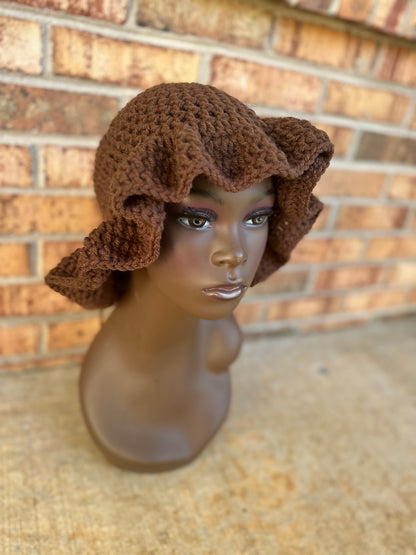 Brown Ruffle Hat