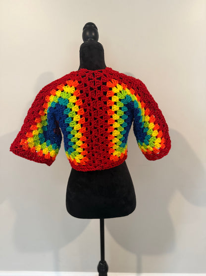 Rainbow short sleeve cardigan
