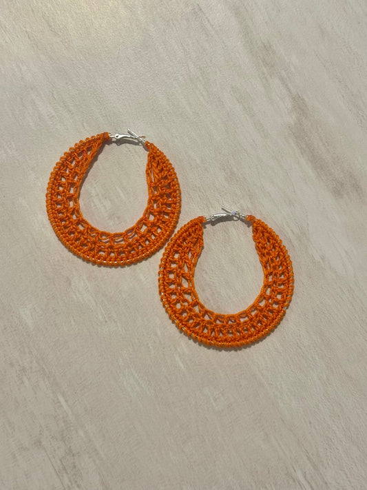 Orange crochet earrings