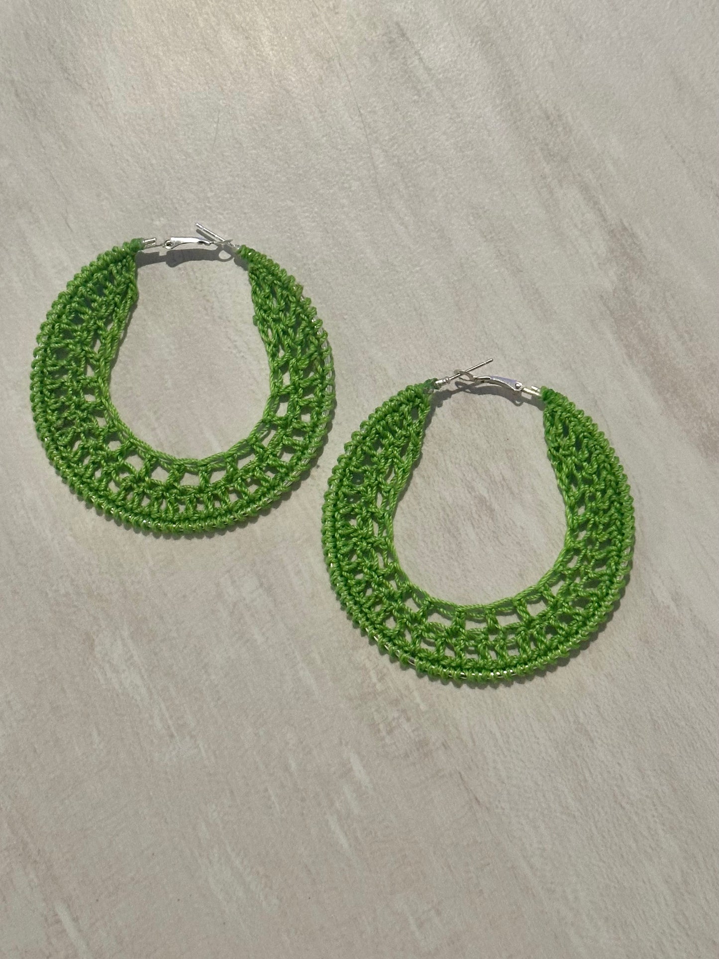 Lime green crochet earrings