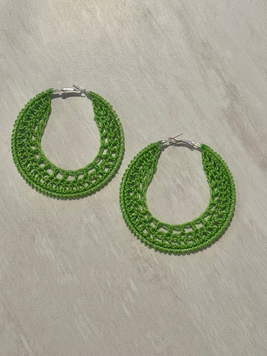 Lime green crochet earrings