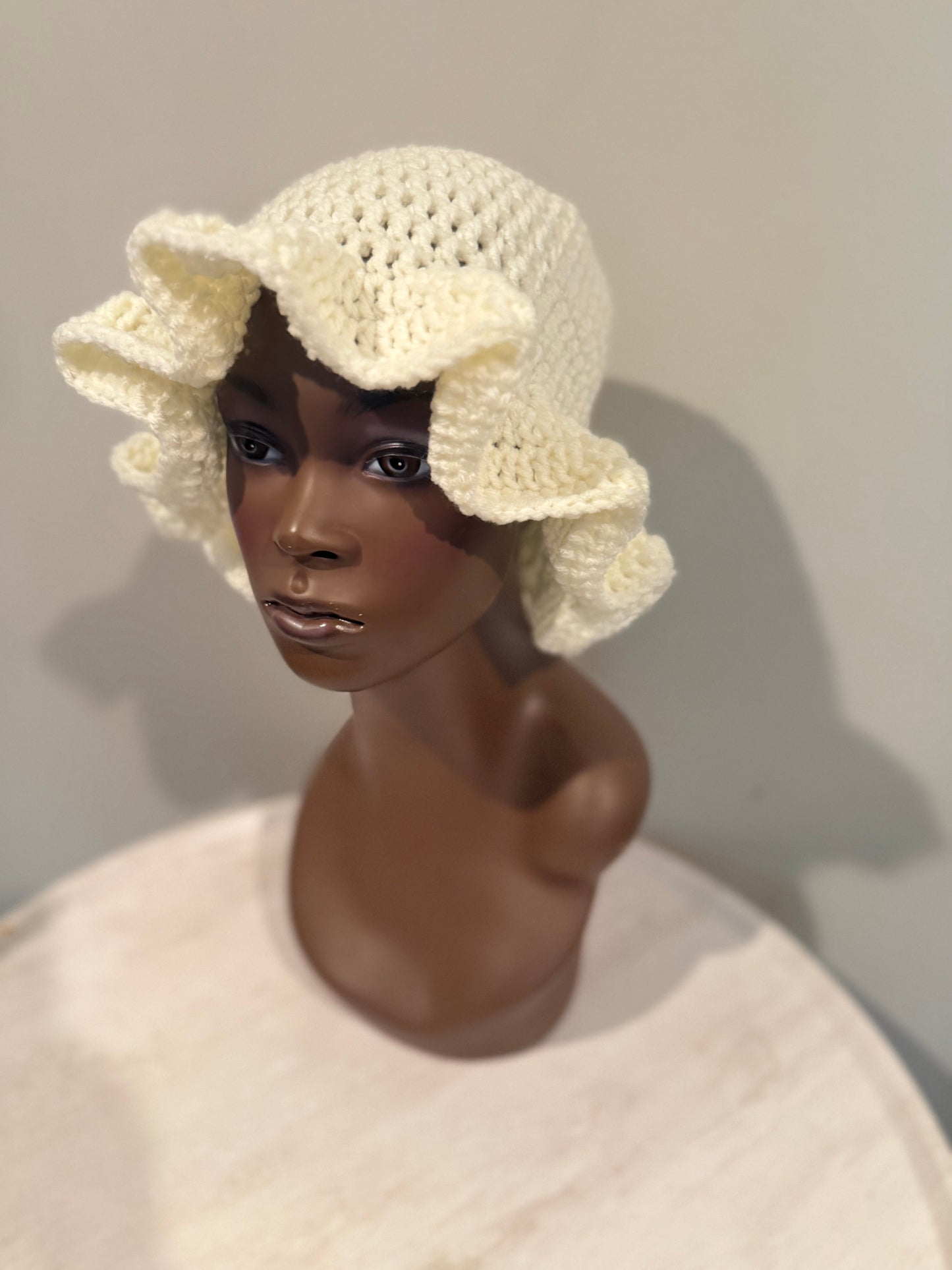 White wavy brim hat