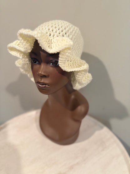 White wavy brim hat