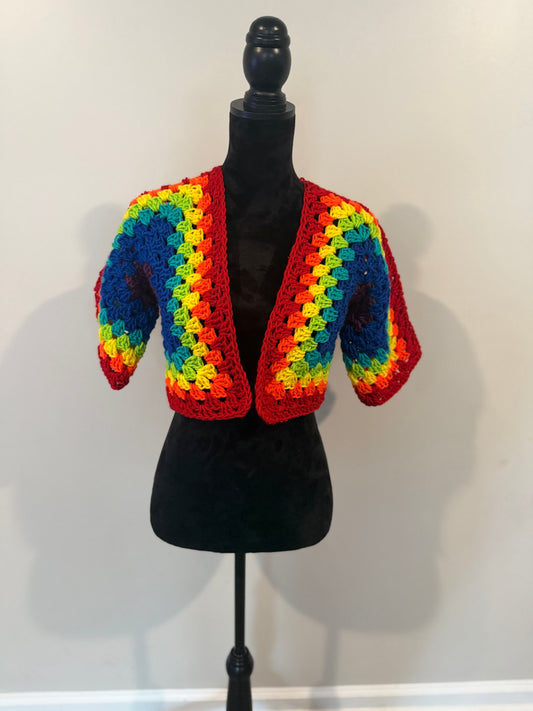 Rainbow short sleeve cardigan