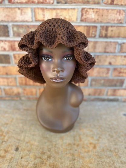 Brown Ruffle Hat