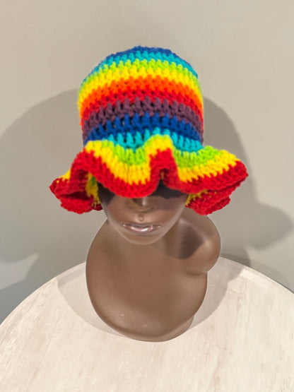 Rainbow wavy brim hat